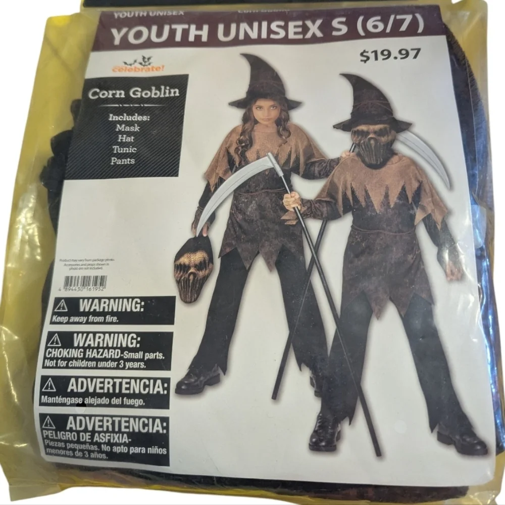 Celebrate Corn Goblin Costume  S 6/7 Brown Halloween
